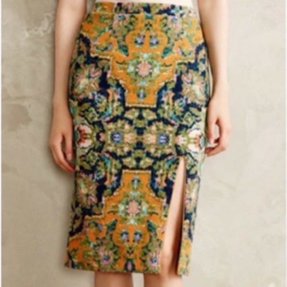 Anthropologie Maeve Tapestry Print Pencil Skirt